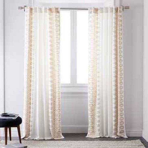 West Elm Accents West Elm Oceania Border Curtain Two Sets Of 2 4 Panels Horseradish 48w X